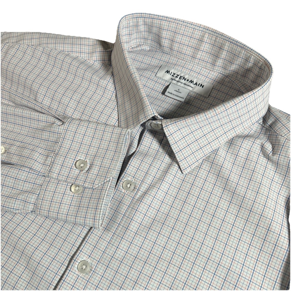 Mizzen + Main Shirt Men's L Plaid Classic Performance Button Down Stretch